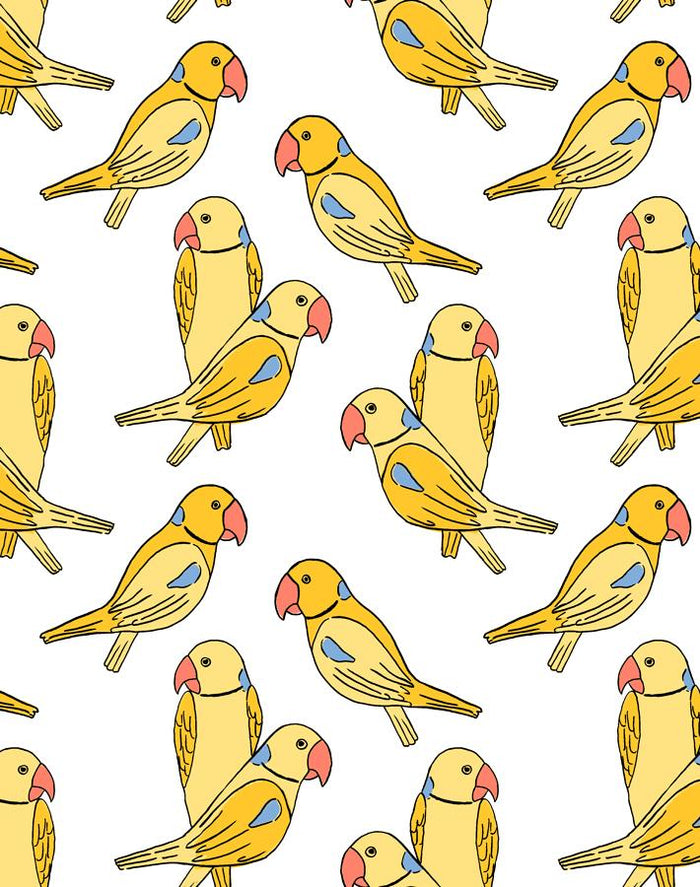 'Alexandrine Parakeet' Wallpaper by Tea Collection - Yellow