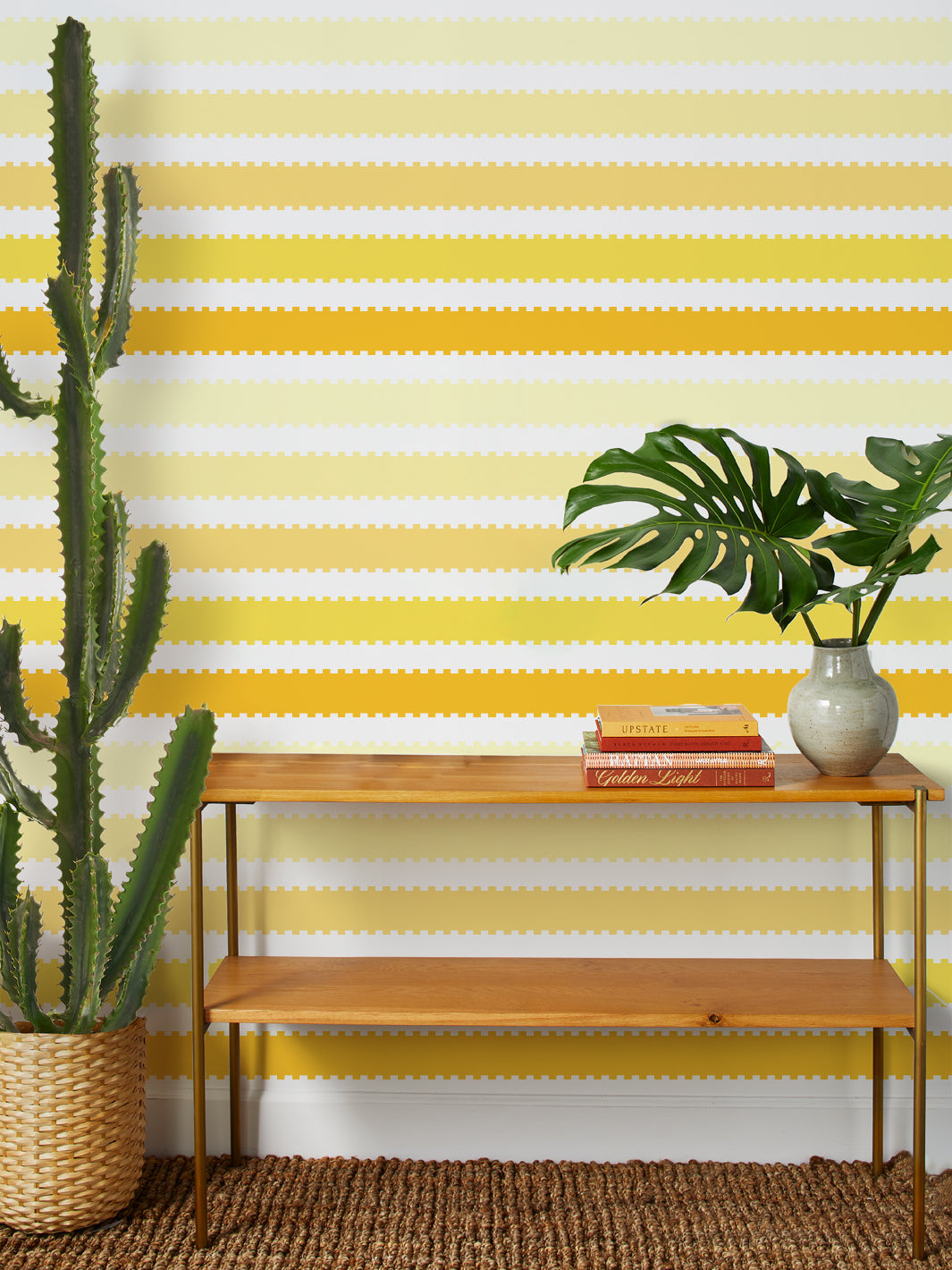 light yellow striped wallpaper