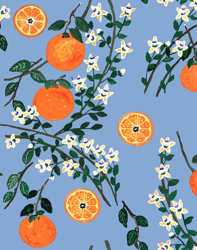 'Arance Dolci' Wallpaper by Carly Beck - Blue