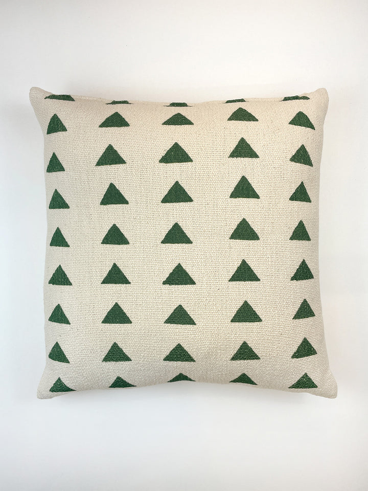 triangles throw pillow green on california cotton