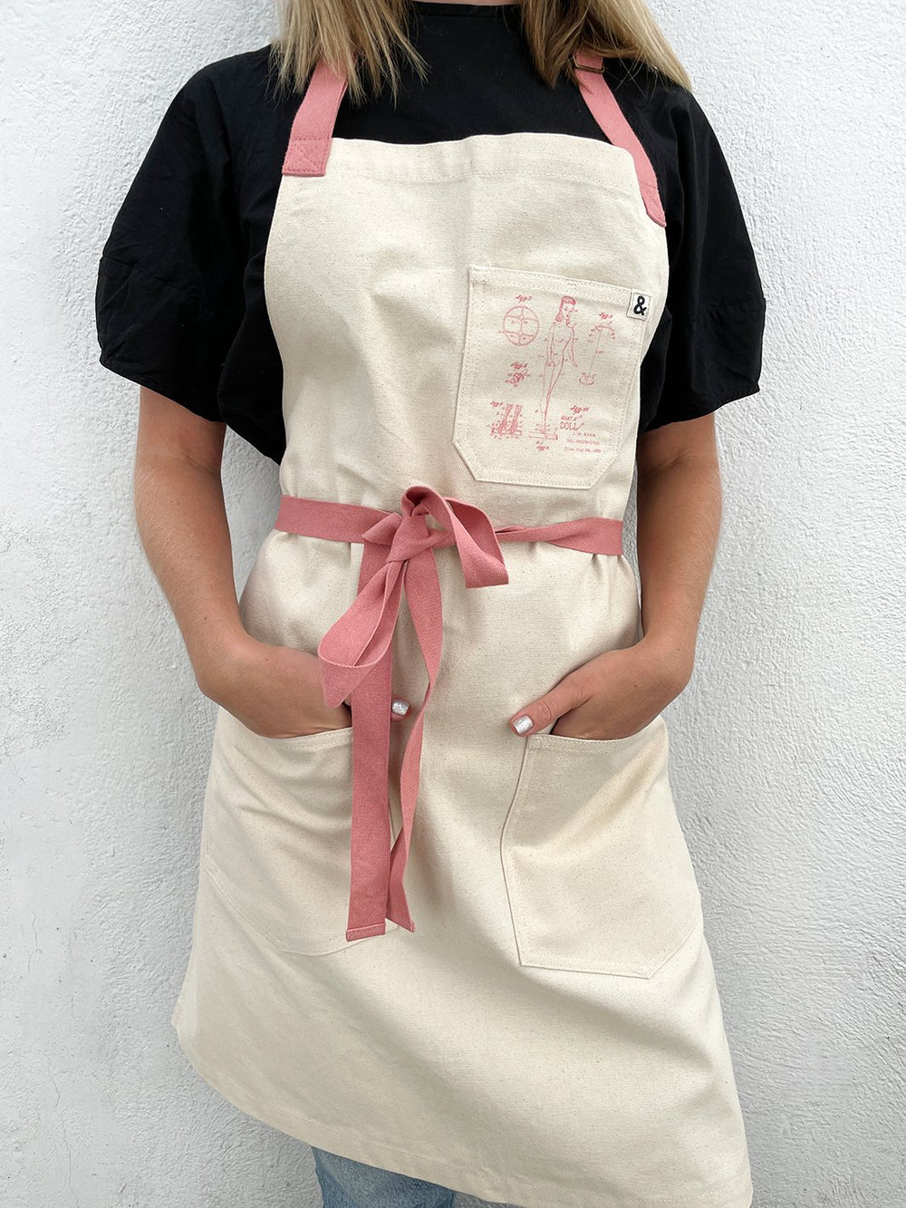 barbie x wallshoppe apron by hedley bennet barbie blueprint