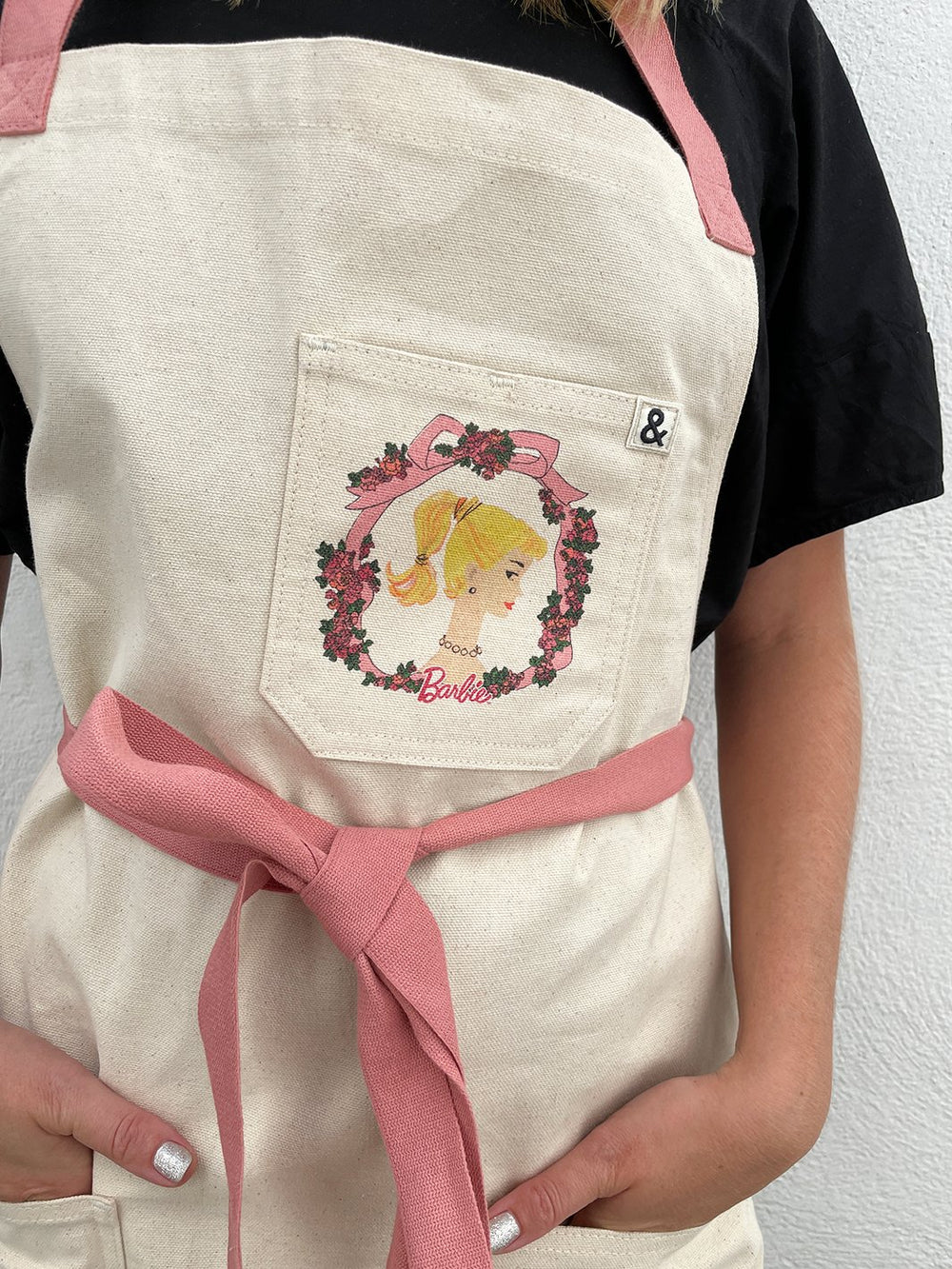barbie x wallshoppe apron by hedley bennet blush rosette