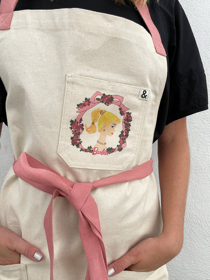 barbie x wallshoppe apron by hedley bennet blush rosette