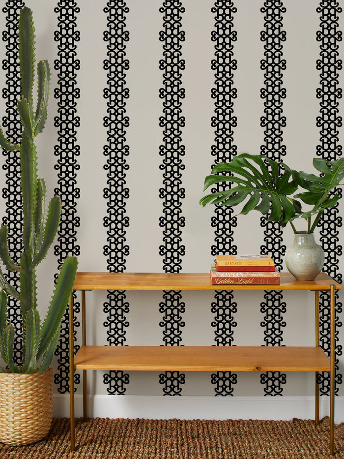 'Barbie™ Lace Stripe' Wallpaper by Barbie™ - Black