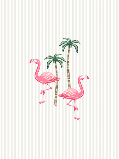 'Barbie™ Land Flamingo Pinstripe' Wallpaper by Barbie™ - Sand