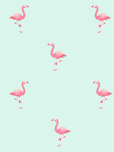 'Barbie™ Land Flamingos' Wallpaper by Barbie™ - Robin's Egg