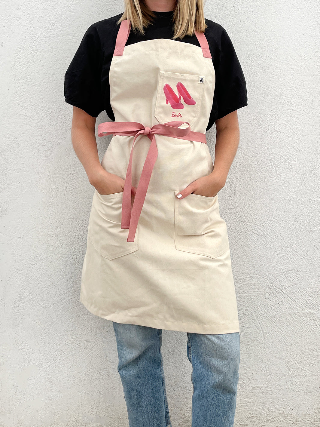 barbie x wallshoppe apron by hedley bennet pink pumps