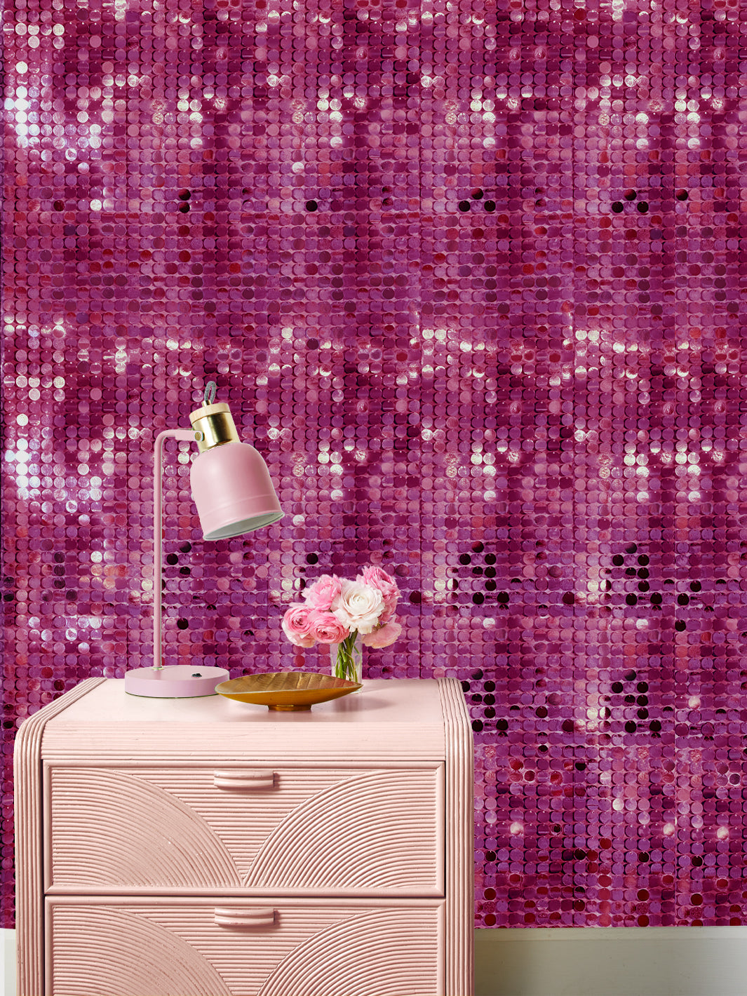 Barbie Sequin Wallpaper by Barbie Barbie Pink on Silver Mylar