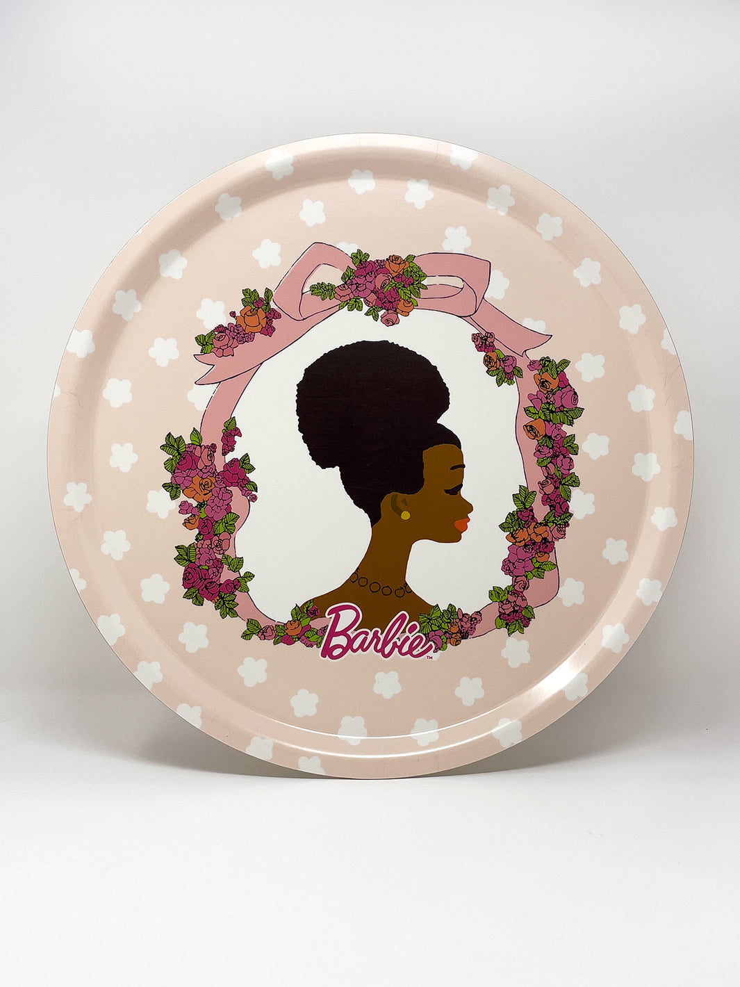 barbie x wallshoppe pink rosette round tray 1
