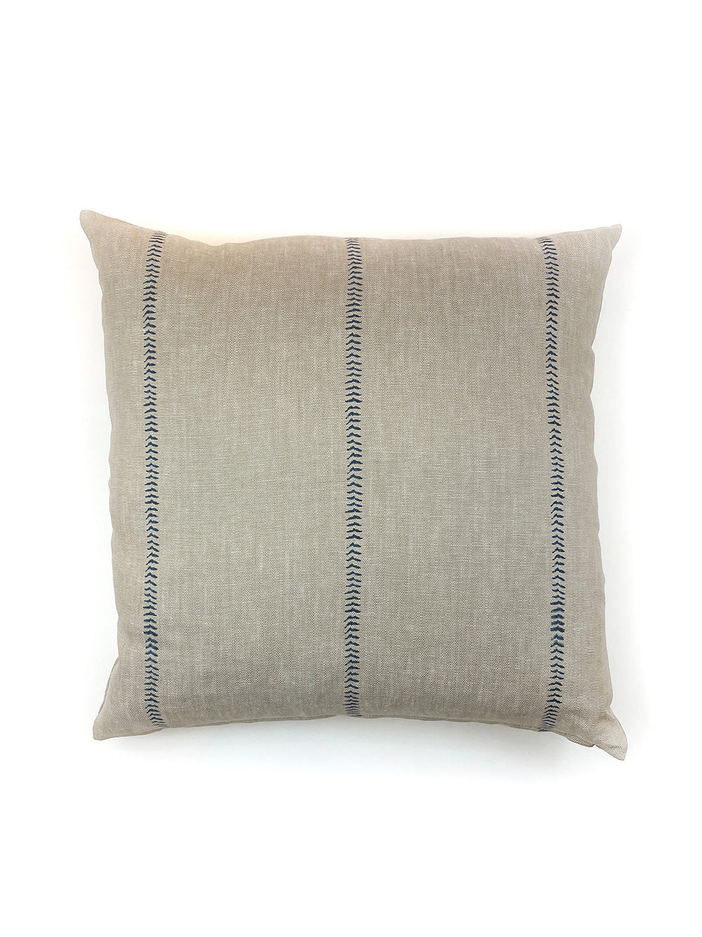 baseball stitch throw pillow blue on flax linen