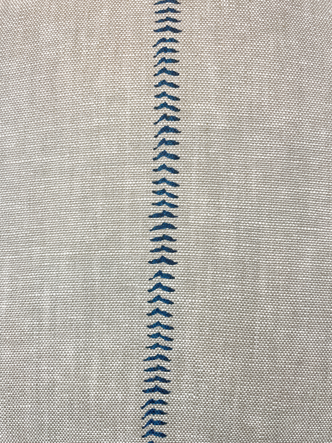 'Baseball Stitch' Throw Pillow - Blue on Flax Linen