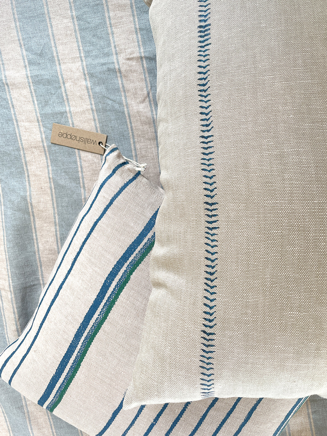 fabric by the yard ojai stripe baby blue on flax linen