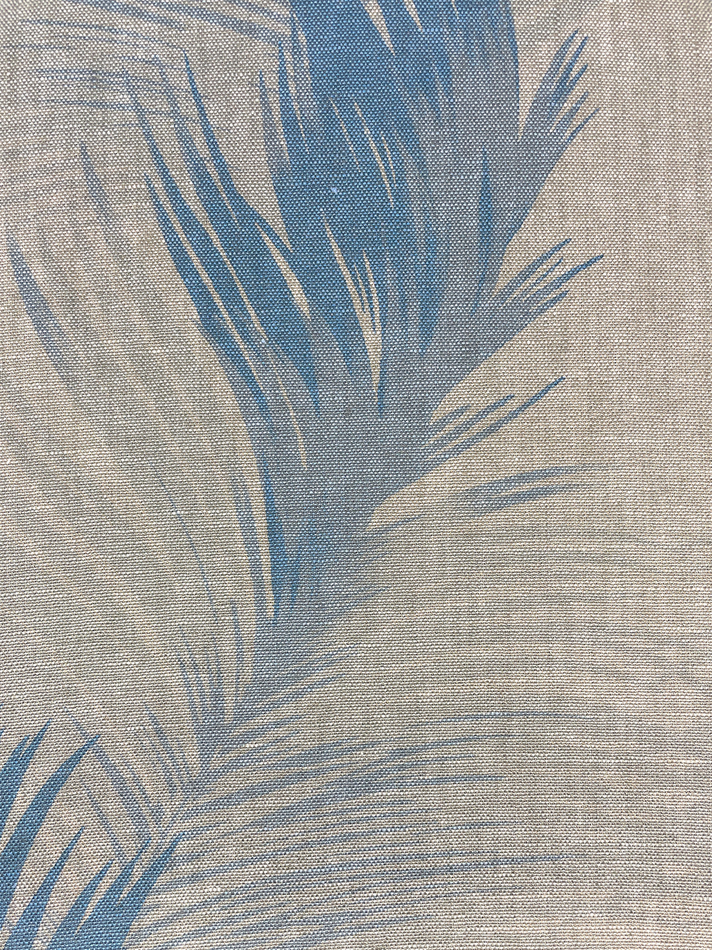 fabric by the yard belafonte palm blue on flax linen