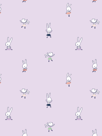 'Ballet Bunnies' Wallpaper by Tea Collection - Lavender