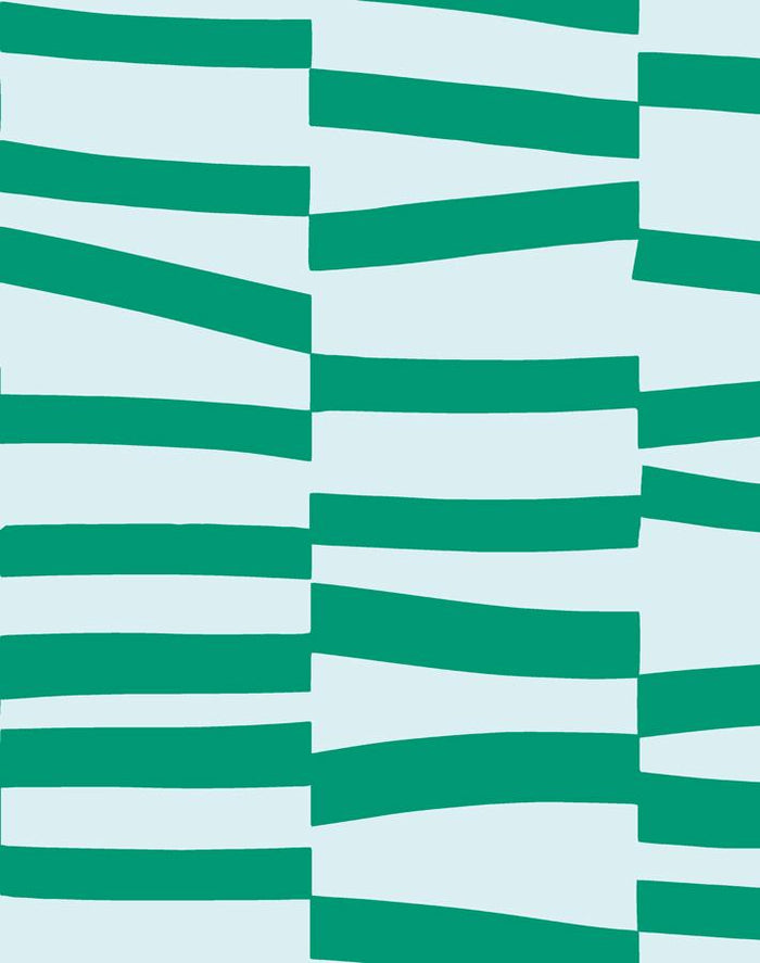 'Canals' Wallpaper by Clare V. - Green / Baby Blue