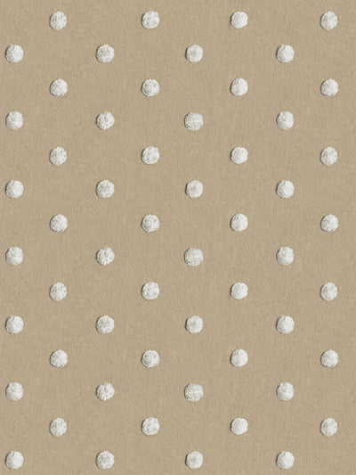 'Chenille Dots Small' Wallpaper by Chris Benz - White on Taupe