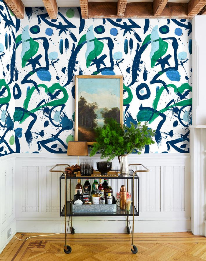 Papier peint 'El Quijote' par Chris Benz - Multi / Bleu / Vert