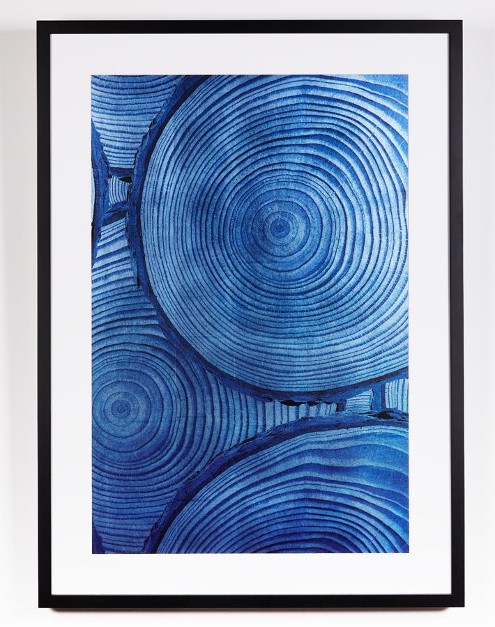 'Faux Bois Blue' Glam Framed Art by Nathan Turner