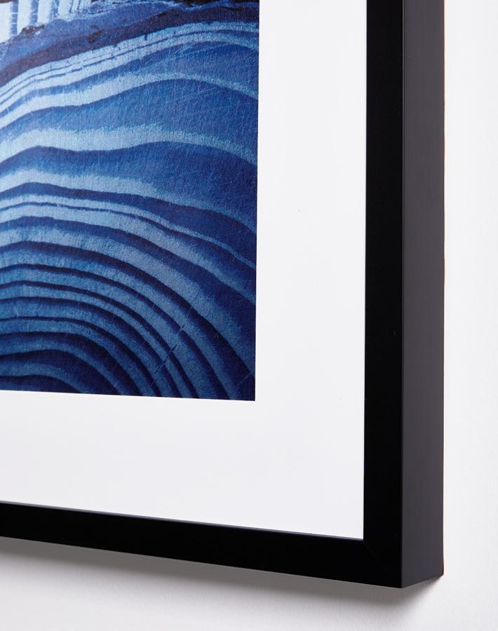'Faux Bois Blue' Glam Framed Art by Nathan Turner