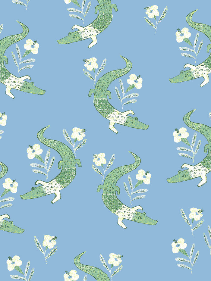 'Gator Garden' Wallpaper by Tea Collection - Cornflower