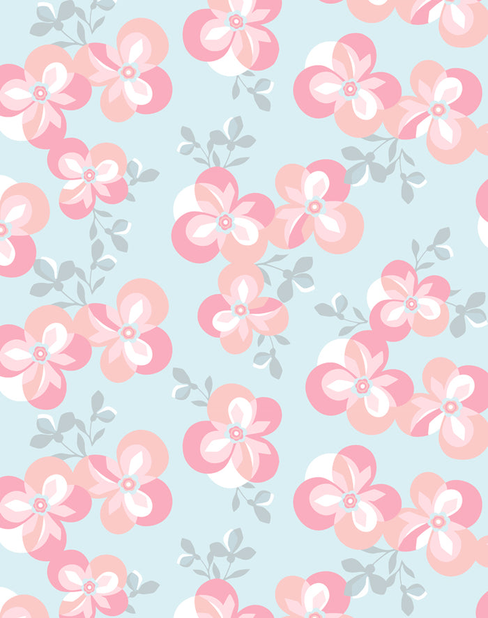 'Graphic Flower' Wallpaper by Tea Collection - Pale Blue