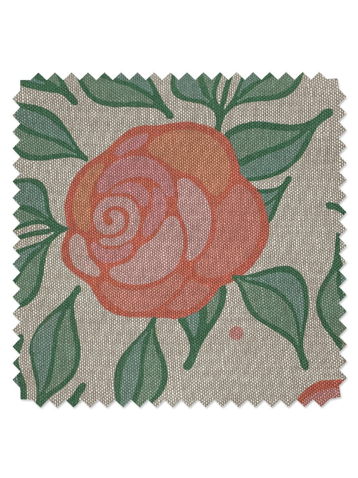 'Groovy Floral' Flax Linen Fabric by Barbie™ - Watermelon