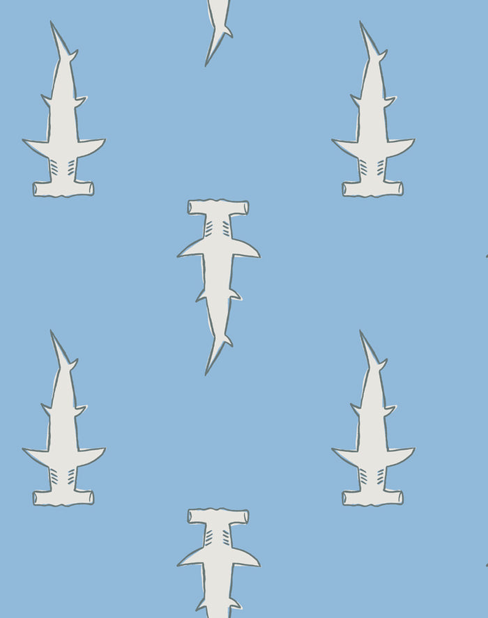 'Hammerheads' Wallpaper by Tea Collection - Cornflower