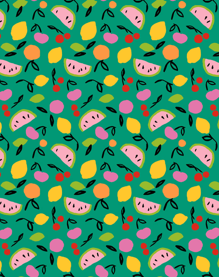 'Island Fruits' Wallpaper by Tea Collection - Emerald