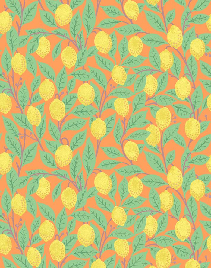 Papier peint « Citrons » par Nathan Turner - Orange