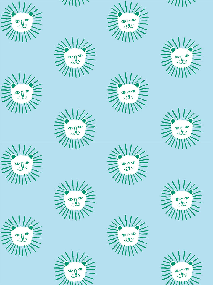 lions-head-wallpaper-by-tea-collection-baby-blue