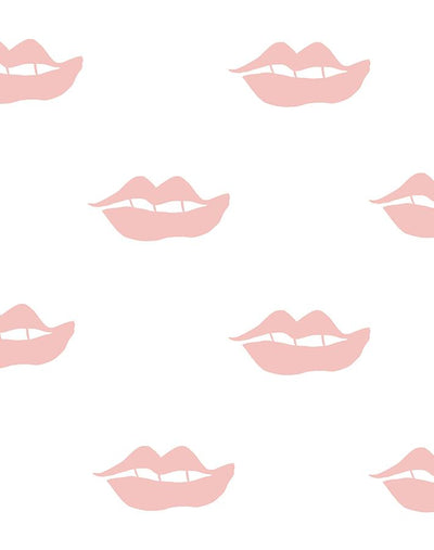 'Lips' Wallpaper by Clare V. - Pink