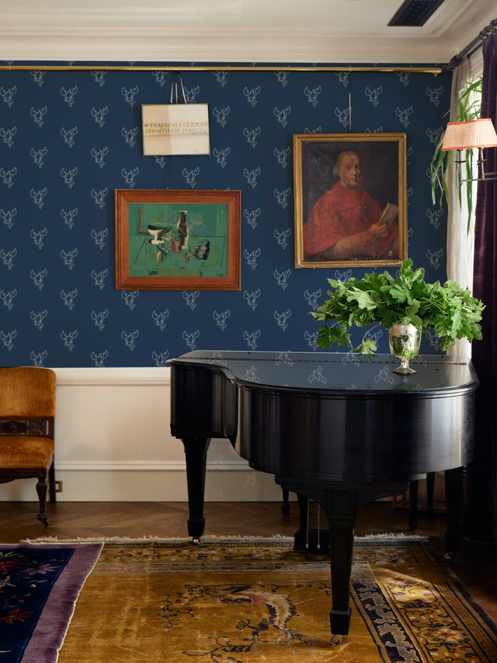 'Lobsters' Wallpaper by Lingua Franca - Navy