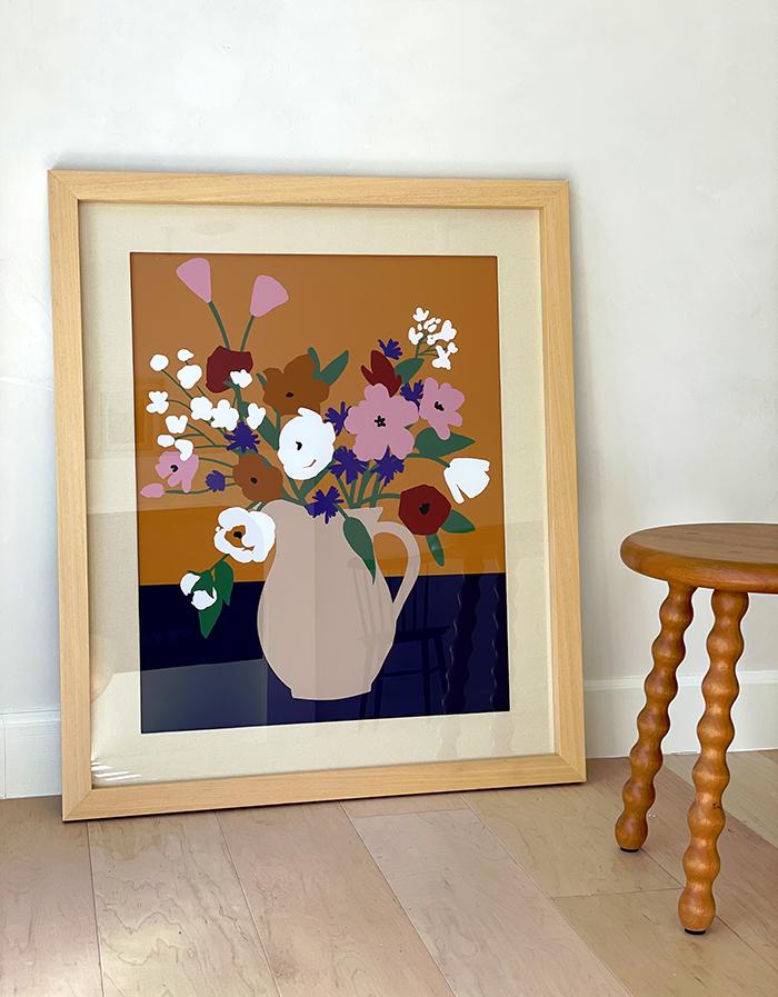 希少 Mid-century modern flower vase Artshoppe Midcentury Flower Vase Framed Wall Art | Art by Wallshoppe