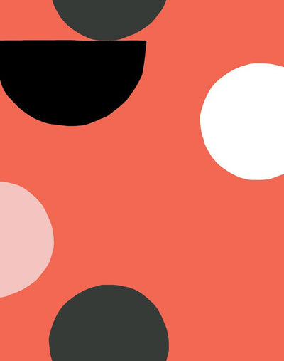 'Mid-Century Dots' Wallpaper by Clare V.- Retro Red