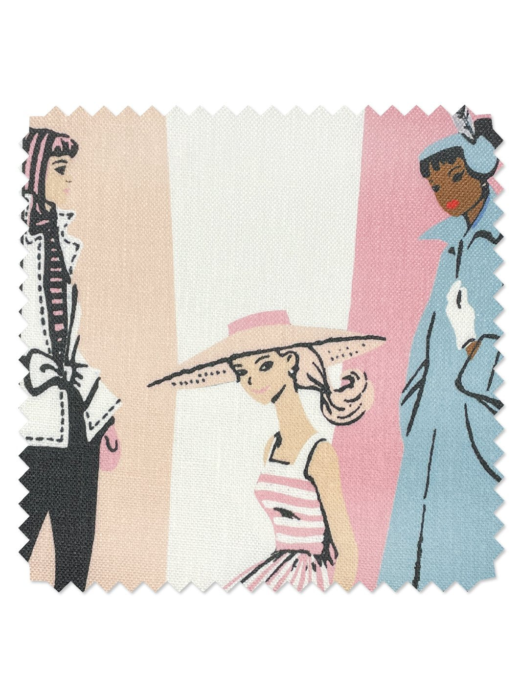 fabric by the yard mod shapes lavender peach on flax linen