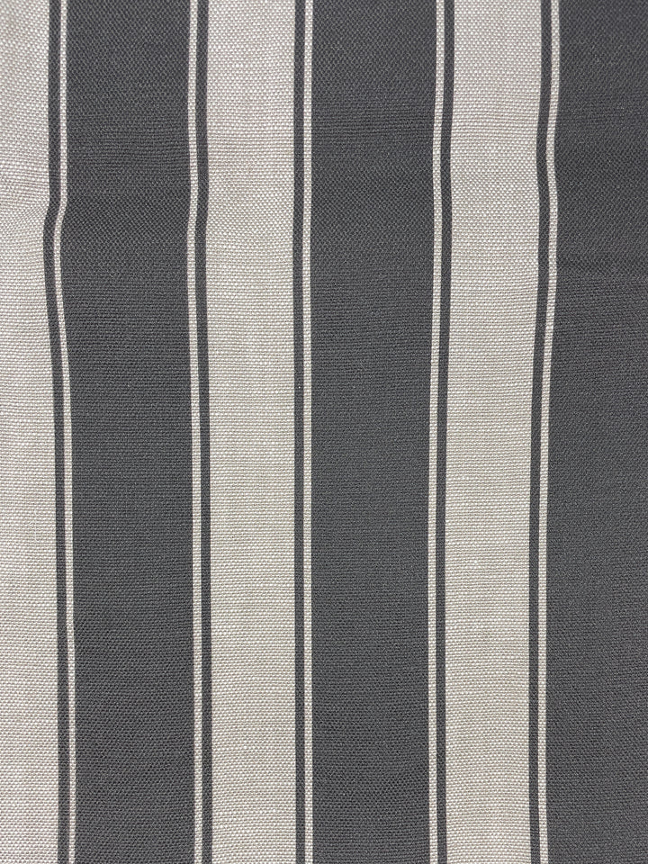 fabric by the yard ojai stripe black on flax linen