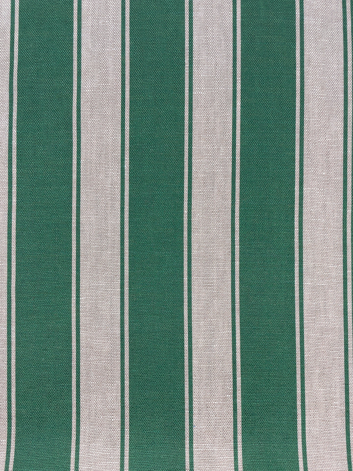 fabric by the yard ojai stripe green on flax linen