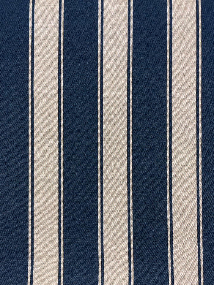 fabric by the yard ojai stripe navy on flax linen