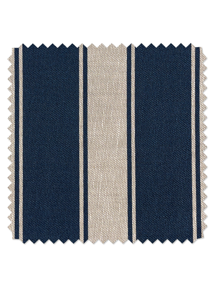 'Ojai Stripe' Flax Linen Fabric by Wallshoppe - Navy