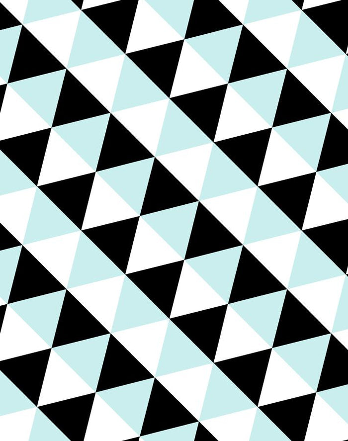 'Optic Triangle' Wallpaper by Clare V. - Baby Blue / Black