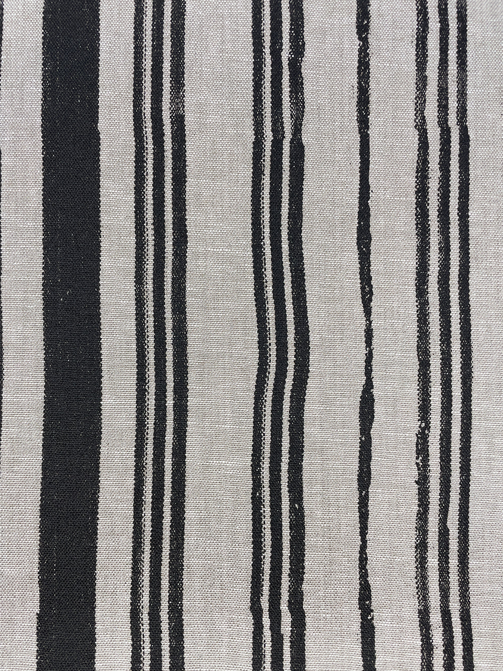 fabric by the yard painted stripes black on flax linen