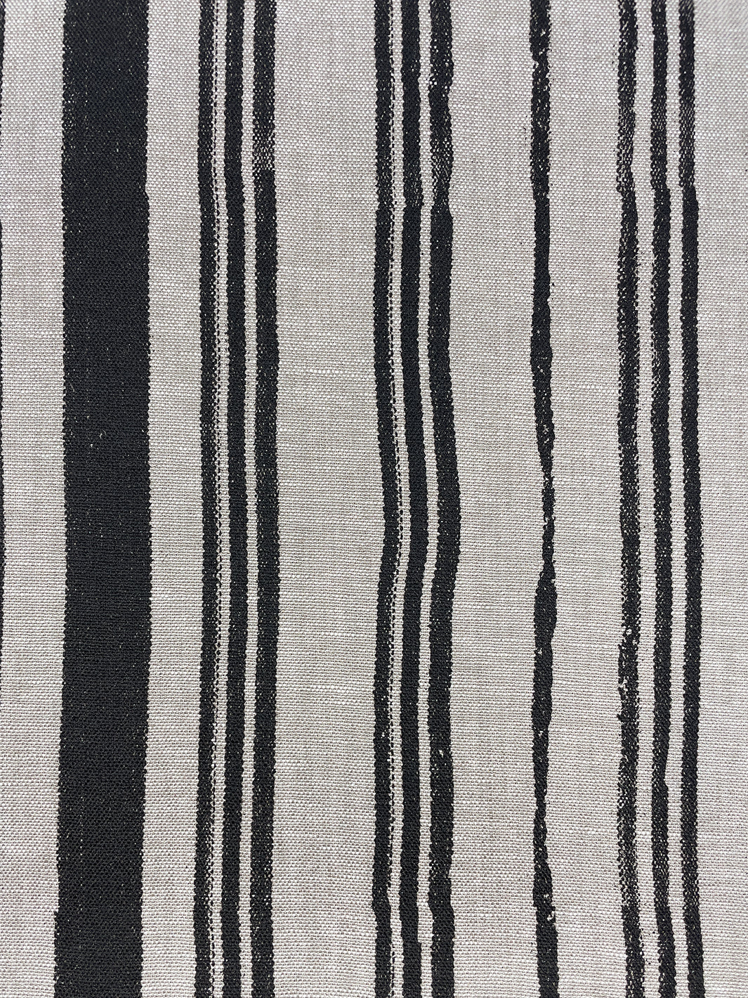fabric by the yard painted stripes black on flax linen