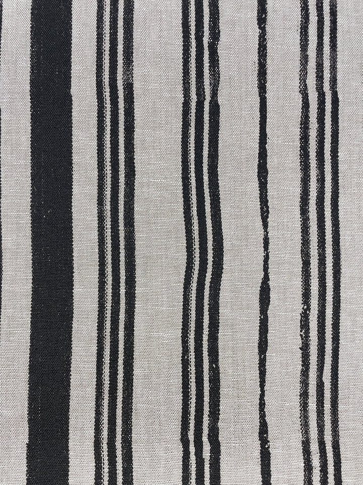 fabric by the yard painted stripes black on raw canvas