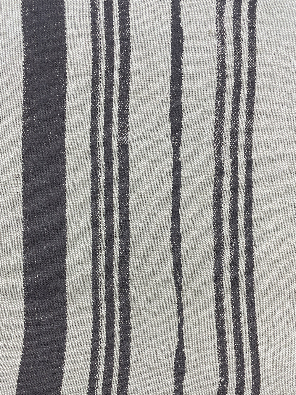 fabric by the yard painted stripes chocolate on flax linen