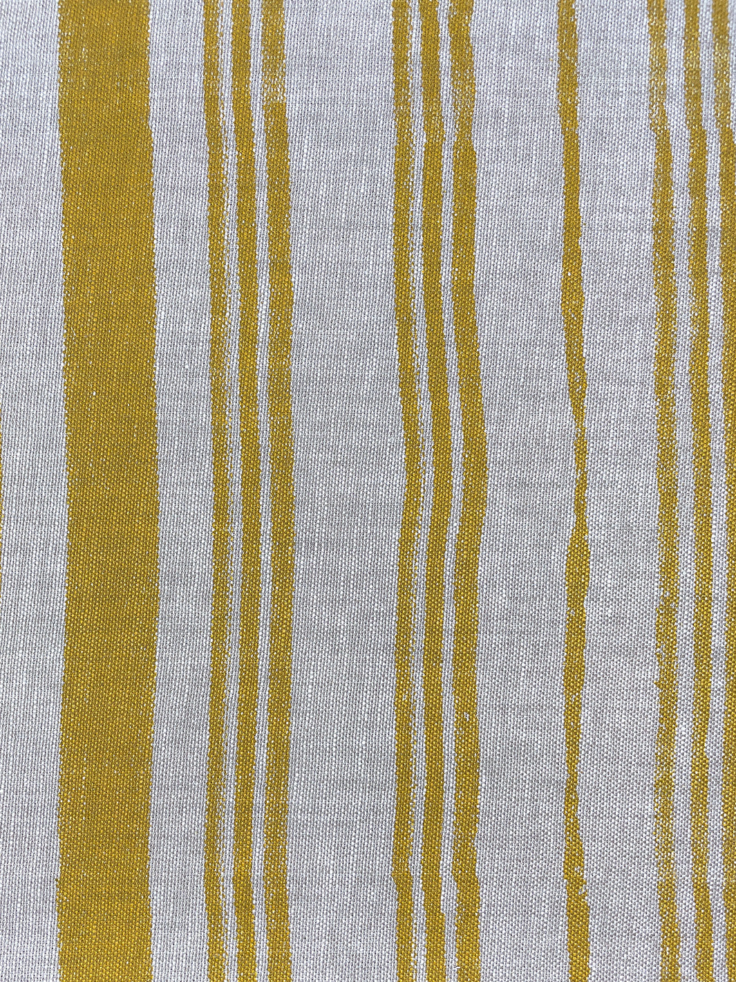 fabric by the yard painted stripes gold on flax linen