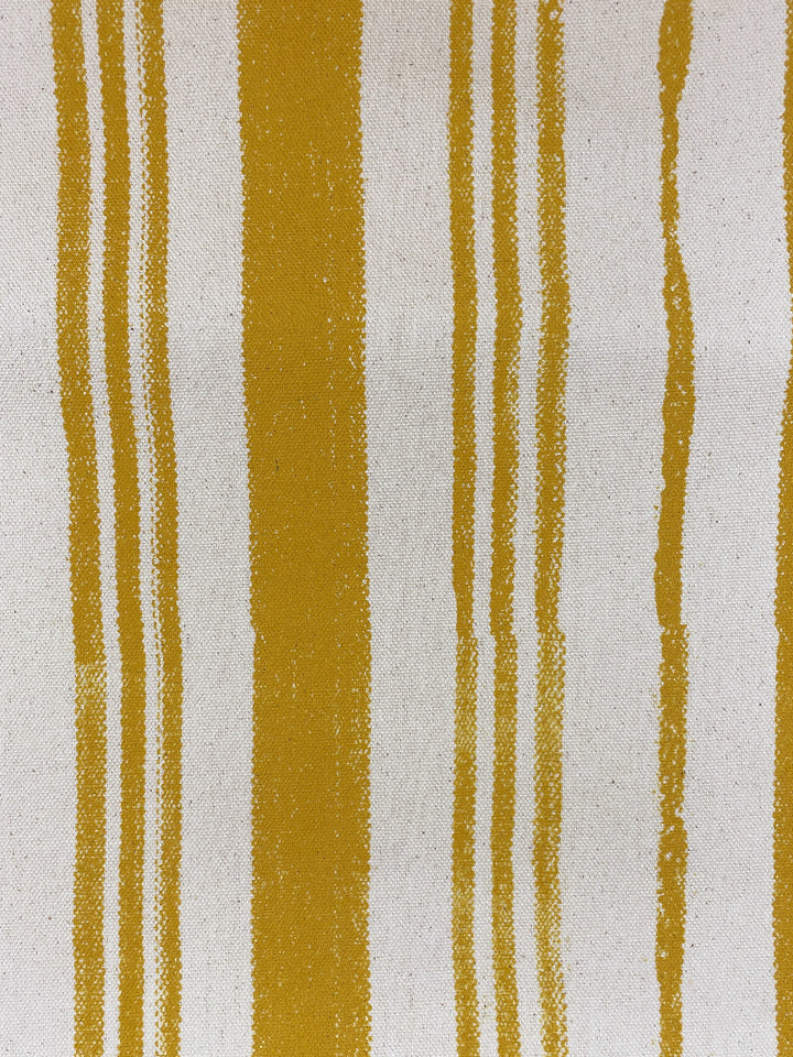 fabric by the yard painted stripes gold on raw canvas