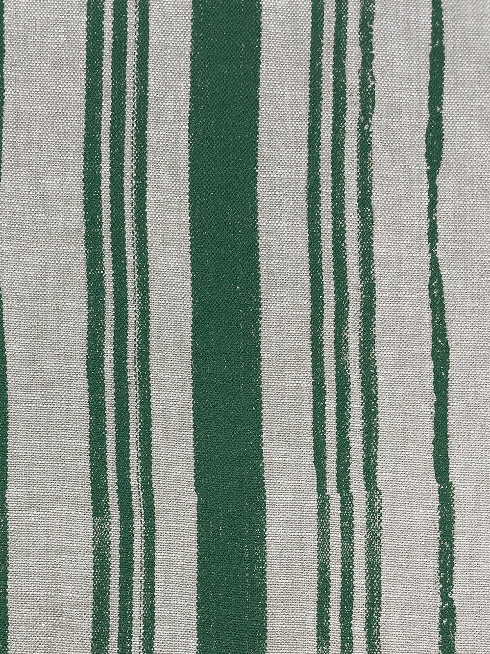 fabric by the yard painted stripes green on raw canvas