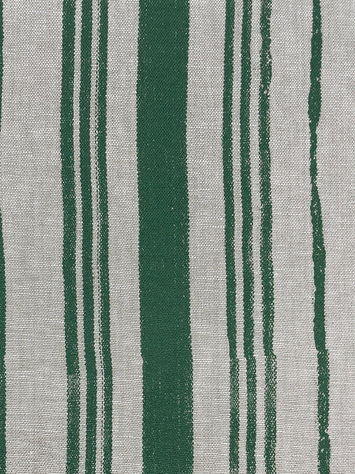 fabric by the yard painted stripes green on raw canvas