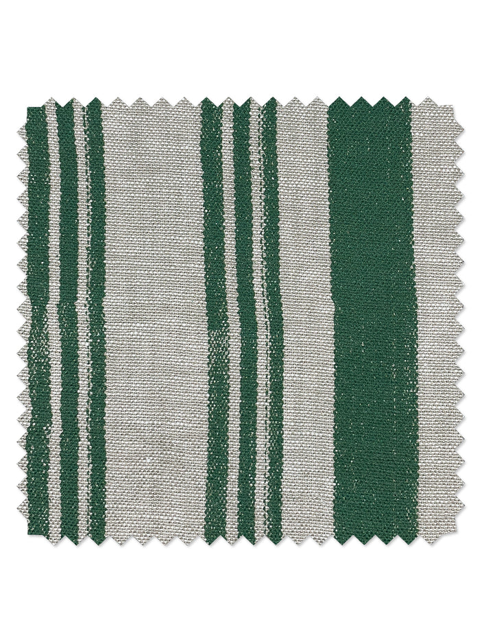 'Tissu au mètre – Rayures peintes – Vert sur lin