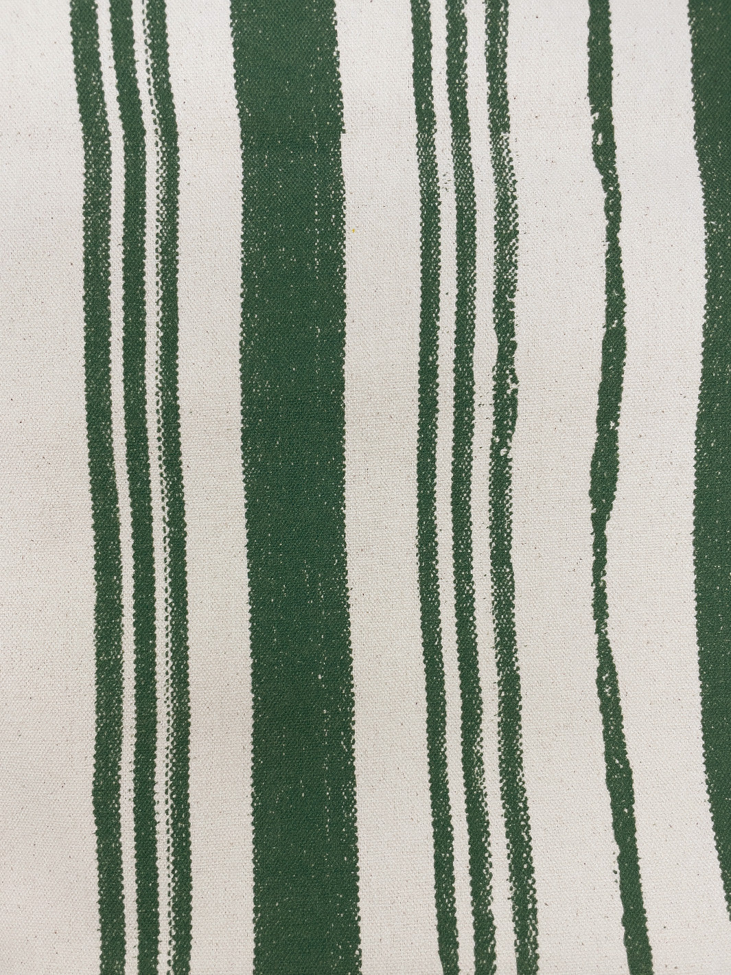 fabric by the yard painted stripes green on raw canvas